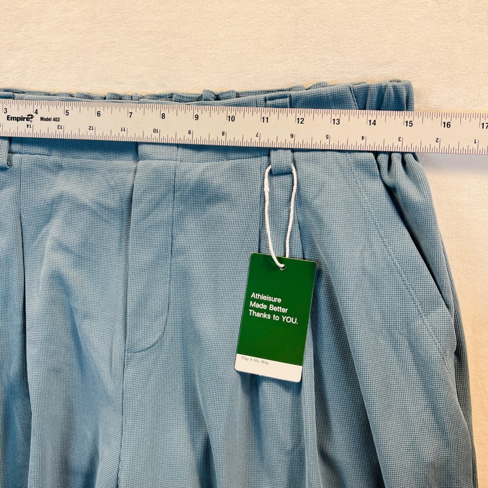 Halara Dusty Blue Waffle Knit Pleated Wide Leg Work Pants Size Large Tall - Picture 4 of 7